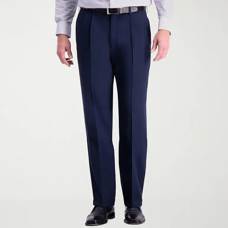 Haggar Premium Comfort Mens Cuffed Classic Fit Dress Pleated Pant