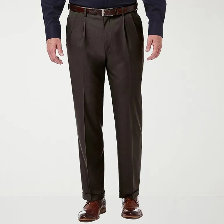 Haggar Premium Comfort Mens Cuffed Classic Fit Dress Pleated Pant