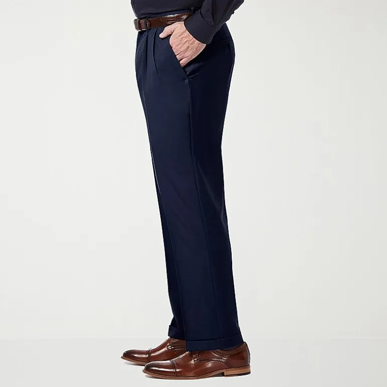 Haggar Premium Comfort Mens Cuffed Classic Fit Dress Pleated Pant