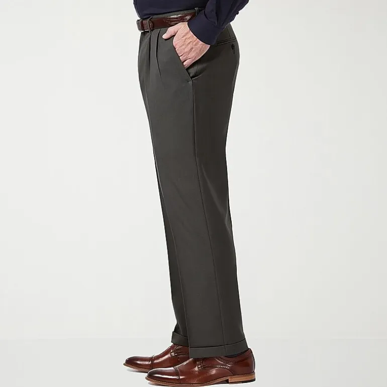Haggar Premium Comfort Mens Cuffed Classic Fit Dress Pleated Pant