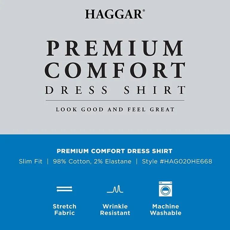 Haggar Premium Comfort Mens Slim Fit Easy Care Long Sleeve Dress Shirt
