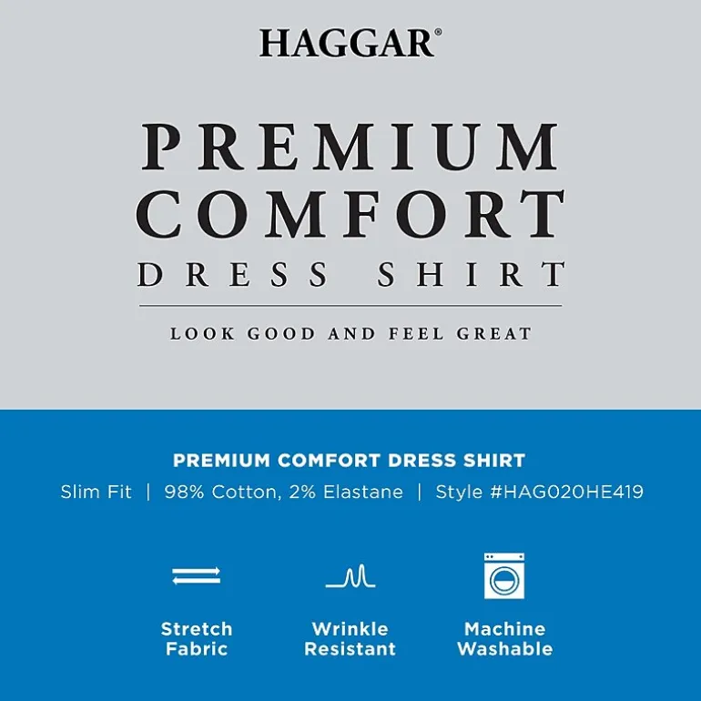 Haggar Premium Comfort Mens Slim Fit Easy Care Long Sleeve Dress Shirt
