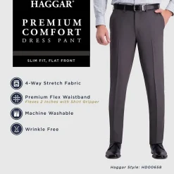 Haggar Premium Comfort Mens Slim Fit Dress Flat Front Pant