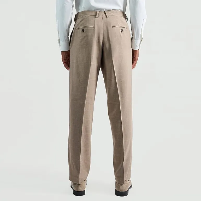 Haggar Premium Comfort Tonal Plaid Mens Classic Fit Dress Flat Front Pant