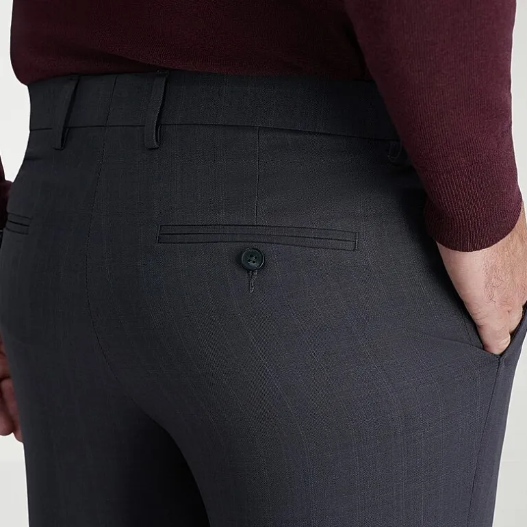 Haggar Premium Comfort Tonal Windowpane Mens Comfort Waistband Straight Fit Dress Flat Front Pant