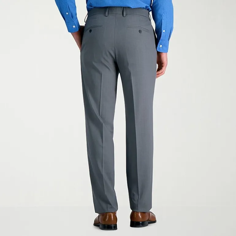 Haggar Premium Comfort Tonal Windowpane Mens Comfort Waistband Straight Fit Dress Flat Front Pant
