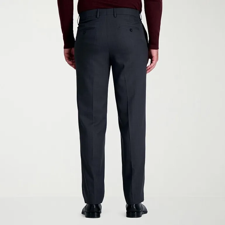 Haggar Premium Comfort Tonal Windowpane Mens Comfort Waistband Straight Fit Dress Flat Front Pant