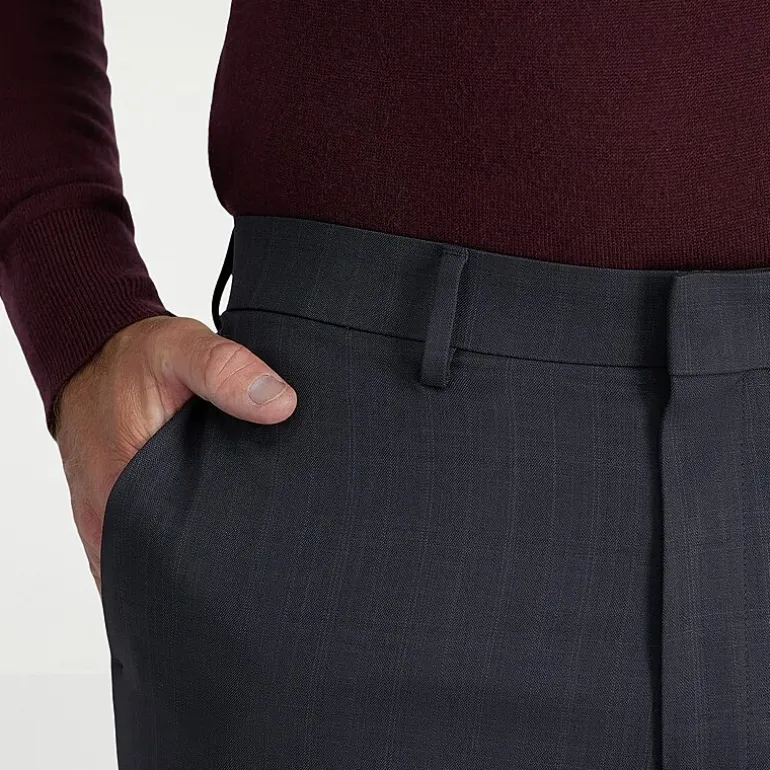 Haggar Premium Comfort Tonal Windowpane Mens Comfort Waistband Straight Fit Dress Flat Front Pant