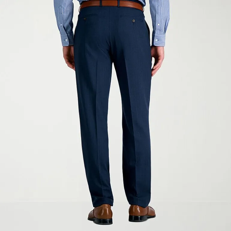 Haggar Premium Comfort Tonal Windowpane Mens Comfort Waistband Straight Fit Dress Flat Front Pant