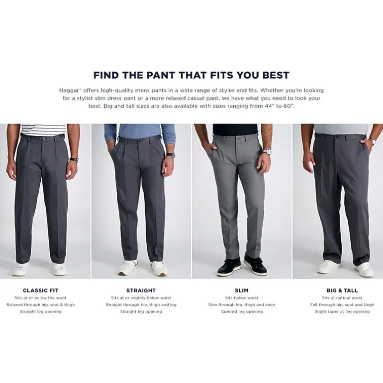 Haggar Premium Comfort Tonal Windowpane Mens Comfort Waistband Straight Fit Dress Flat Front Pant