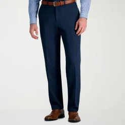 Haggar Premium Comfort Tonal Windowpane Mens Comfort Waistband Straight Fit Dress Flat Front Pant