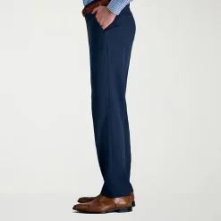 Haggar Premium Comfort Tonal Windowpane Mens Comfort Waistband Straight Fit Dress Flat Front Pant