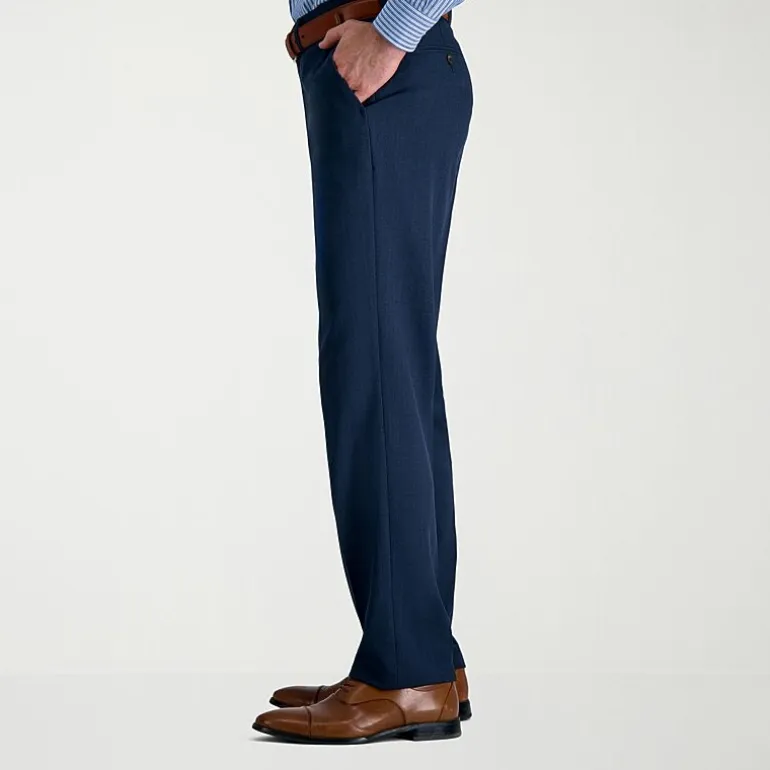 Haggar Premium Comfort Tonal Windowpane Mens Comfort Waistband Straight Fit Dress Flat Front Pant