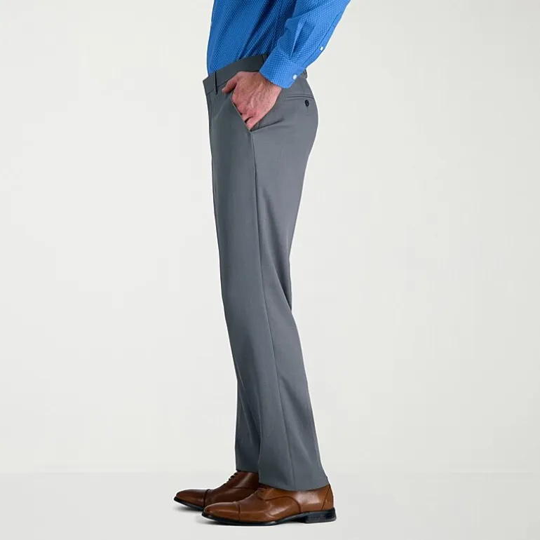 Haggar Premium Comfort Tonal Windowpane Mens Comfort Waistband Straight Fit Dress Flat Front Pant