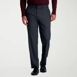 Haggar Premium Comfort Tonal Windowpane Mens Comfort Waistband Straight Fit Dress Flat Front Pant