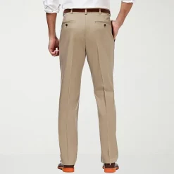 Haggar Premium No Iron Khaki Mens Classic Fit Pleated Pant