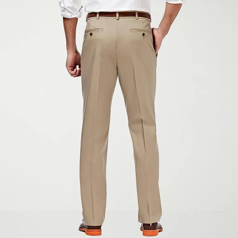 Haggar Premium No Iron Khaki Mens Classic Fit Pleated Pant