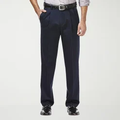 Haggar Premium No Iron Khaki Mens Classic Fit Pleated Pant