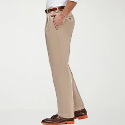 Haggar Premium No Iron Khaki Mens Classic Fit Pleated Pant