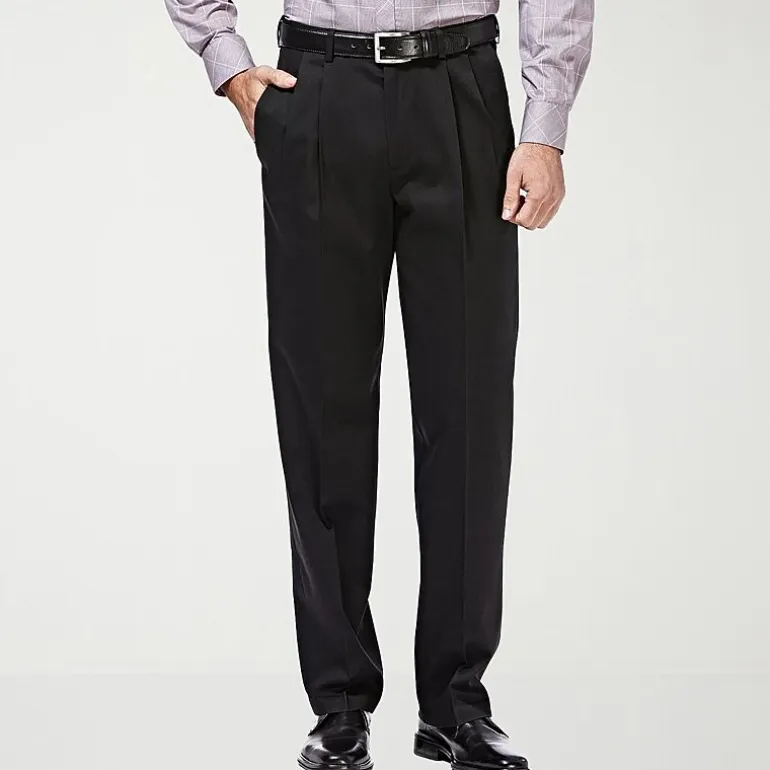 Haggar Premium No Iron Khaki Mens Classic Fit Pleated Pant