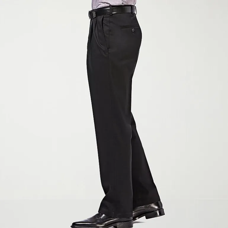 Haggar Premium No Iron Khaki Mens Classic Fit Pleated Pant