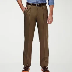 Haggar Premium No Iron Khaki Mens Classic Fit Pleated Pant