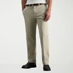 Haggar Premium No Iron Khaki Mens Comfort Waistband Straight Fit Flat Front Pant