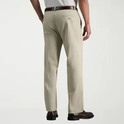Haggar Premium No Iron Khaki Mens Comfort Waistband Straight Fit Flat Front Pant