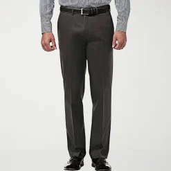 Haggar Premium No Iron Khaki Mens Comfort Waistband Straight Fit Flat Front Pant