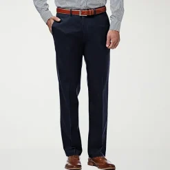 Haggar Premium No Iron Khaki Mens Comfort Waistband Straight Fit Flat Front Pant