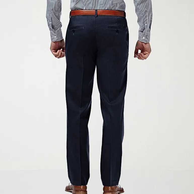 Haggar Premium No Iron Khaki Mens Comfort Waistband Straight Fit Flat Front Pant