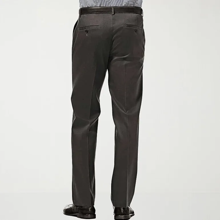 Haggar Premium No Iron Khaki Mens Comfort Waistband Straight Fit Flat Front Pant