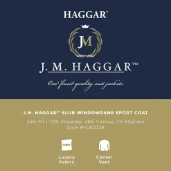 Haggar Slub Windowpane Mens Plaid Stretch Fabric Slim Fit Sport Coat