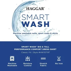 Haggar Smart Wash Big and Tall Mens Classic Fit Easy Care Long Sleeve Dress Shirt
