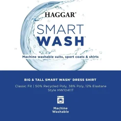 Haggar Smart Wash Big and Tall Mens Classic Fit Easy Care Long Sleeve Dress Shirt