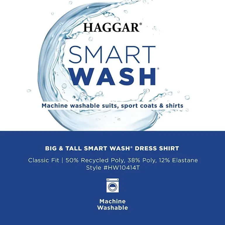 Haggar Smart Wash Big and Tall Mens Classic Fit Easy Care Long Sleeve Dress Shirt