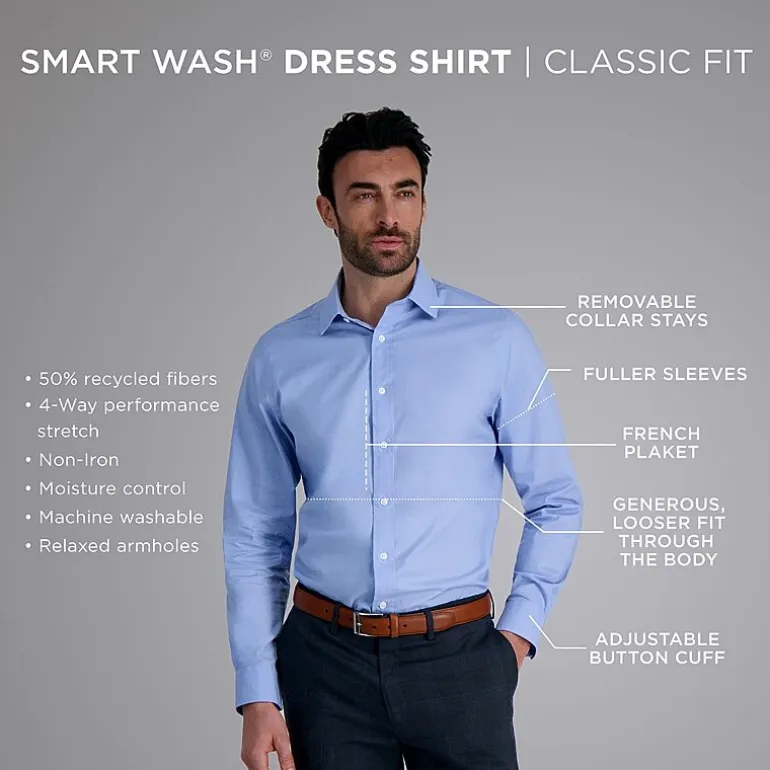 Haggar Smart Wash Big and Tall Mens Classic Fit Easy Care Long Sleeve Dress Shirt