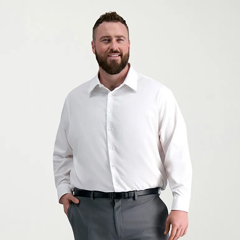 Haggar Smart Wash Big and Tall Mens Classic Fit Easy Care Long Sleeve Dress Shirt