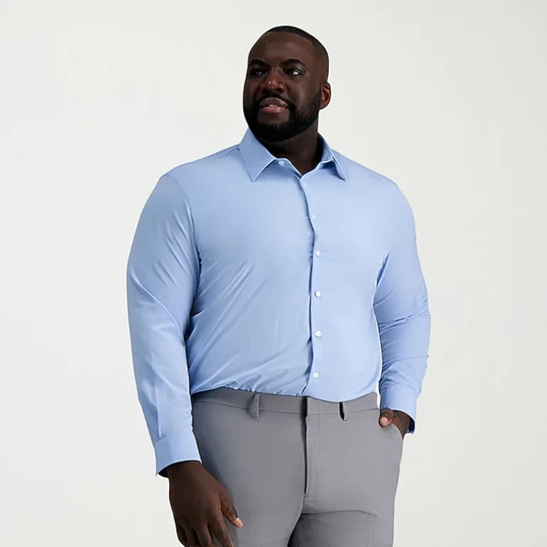 Haggar Smart Wash Big and Tall Mens Classic Fit Easy Care Long Sleeve Dress Shirt