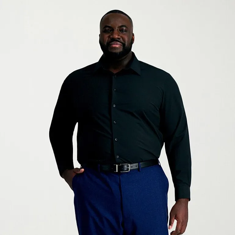 Haggar Smart Wash Big and Tall Mens Classic Fit Easy Care Long Sleeve Dress Shirt