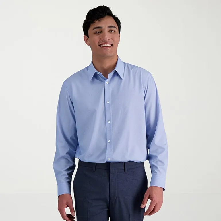 Haggar Smart Wash Mens Classic Fit Easy Care Long Sleeve Dress Shirt