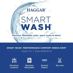 Haggar Smart Wash Mens Classic Fit Easy Care Long Sleeve Dress Shirt