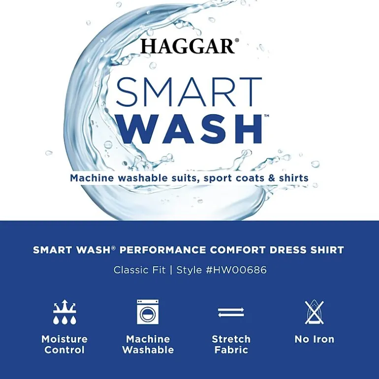 Haggar Smart Wash Mens Classic Fit Easy Care Long Sleeve Dress Shirt