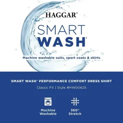 Haggar Smart Wash Mens Classic Fit Easy Care Long Sleeve Dress Shirt