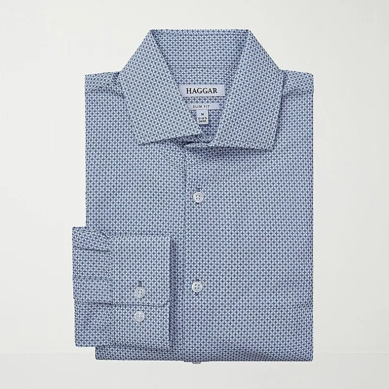 Haggar Smart Wash Mens Slim Fit Easy Care Long Sleeve Dress Shirt