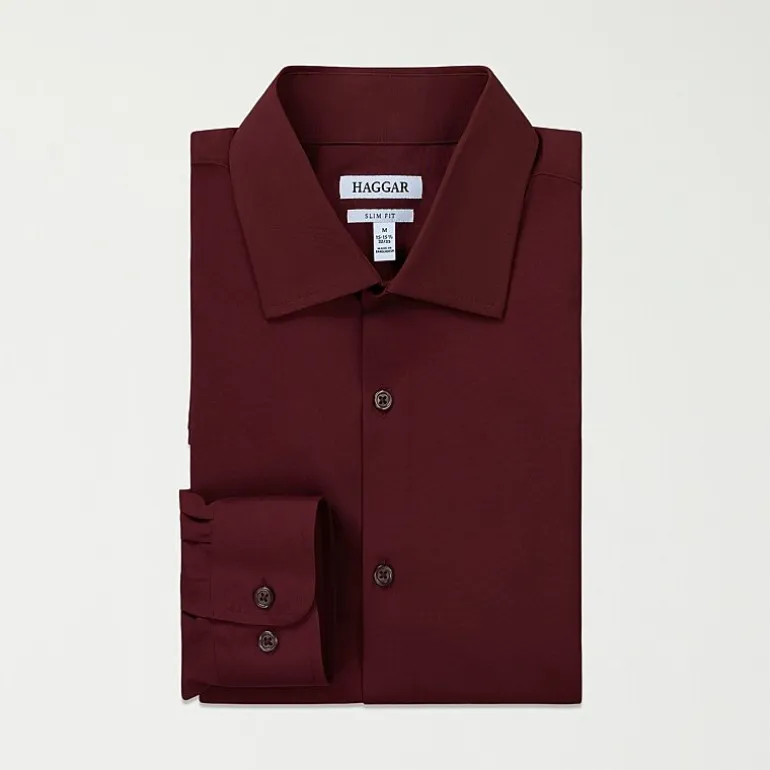 Haggar Smart Wash Mens Slim Fit Easy Care Long Sleeve Dress Shirt