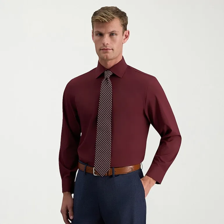 Haggar Smart Wash Mens Slim Fit Easy Care Long Sleeve Dress Shirt