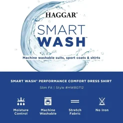 Haggar Smart Wash Mens Slim Fit Easy Care Long Sleeve Dress Shirt