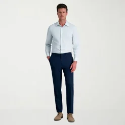 Haggar Smart Wash Mens Slim Fit Easy Care Long Sleeve Dress Shirt