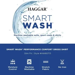 Haggar Smart Wash Mens Slim Fit Easy Care Long Sleeve Dress Shirt